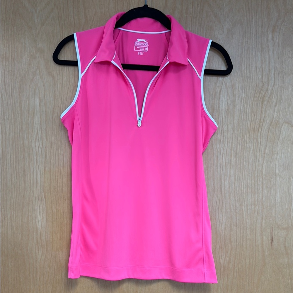 Slazenger Bright Pink Zip-Up Tank Top